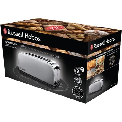 Тостер Russell Hobbs Oxford 1600Вт, довгі слоти на 4 тости, метал, сріблястий (23610-56)