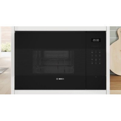 Мікрохвильова піч Bosch вбудована, 25л, електр. керув., 900Вт, гриль, дисплей, чорний (BEL554MB2)