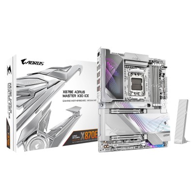 Материнська плата GIGABYTE X870E A MASTER X3D ICE sAM5 X870 4xDDR5 M.2 Wi-Fi BT HDMI DP ATX (X870E_A_MASTER_X_ICE)