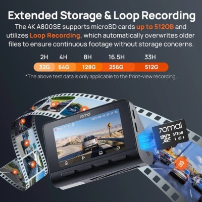 Відеореєстратор 70mai Dash Cam 4K A800SE