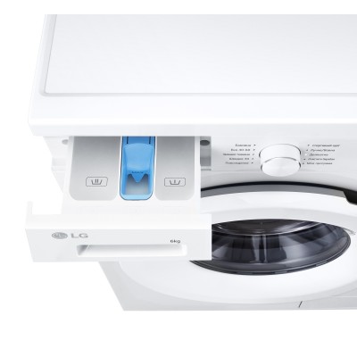 Пральна машина LG фронтальна, 6кг, 1200, В, 44см, дисплей, пара, інвертор, білий (F2Y2NS3WE)