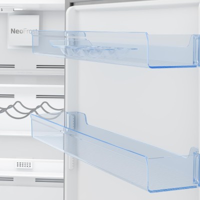 Холодильник Beko з нижн. мороз., 186x60x67, xолод.відд.-215л, мороз.відд.-109л, 2дв., E, NF, нержавіюча сталь (RCNA366K40XBN)