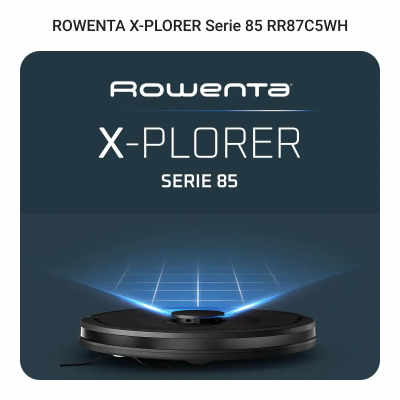 Робот-пилосос Rowenta миючий X-Plorer Serie 85, 6000ПаВт, h=9.7см, 0.26л, конт пил -0.29л, автон. робота до 270хв, чорний