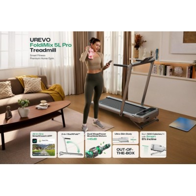 Електрична бігова доріжка UREVO FoldiMix 5L Pro (URTM045) з нахилом та мобільним додатком на базі штучного інтелекту