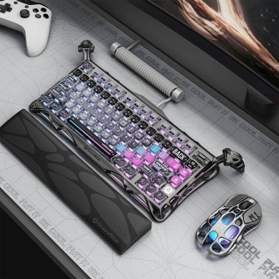 Клавіатура механічна GravaStar Mercury K1 Pro 80keys, GravaStar x Kailh Speedy Mint, BT/WL/USB, cyberpunk (GSK1PRO_CBLK)