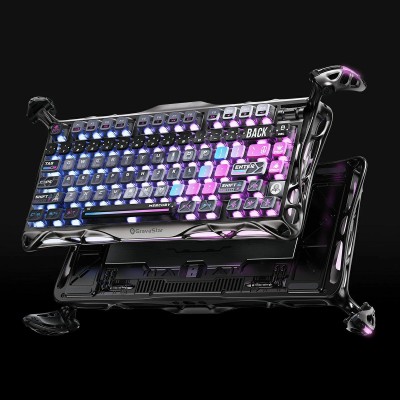 Клавіатура механічна GravaStar Mercury K1 Pro 80keys, GravaStar x Kailh Speedy Mint, BT/WL/USB, cyberpunk (GSK1PRO_CBLK)