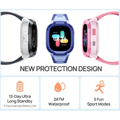 Дитячий годинник-телефон Mibro P6, 1.4", 240x280, GPS, 2MP, 900мА·год, 2АТM, сірий