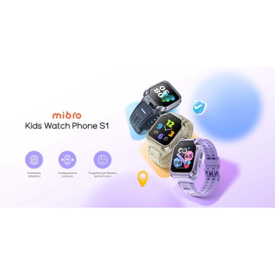 Дитячий годинник-телефон Mibro S1, 1.68", 360x390, GPS, 8MP+5MP, 900мА·год, 2АТM, сутінковий чорний