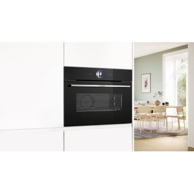 Духова шафа Bosch електрична компактна, 47л, A+, пара, дисплей, конвекція, чорний (CSG7364B1)