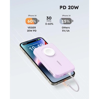 Зовн_АКБ VEGER V1171 10000mAh 20W (X001XES8EF) рожевий