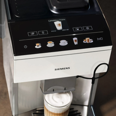 Кавомашина Siemens 1.9л, зерно + мелена, автомат.капучинатор, авторецептів - 10, білий (TP515R02)