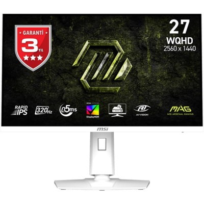 Монітор MSI 27" MAG 274QRFW-X32 2xHDMI, DP, Audio, IPS, 2560x1440, 320Hz, 0.5ms, sRGB 129%, FreeSync, Pivot, HDR400, білий (9S6-