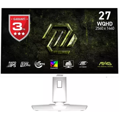 Монітор MSI 27" MAG 274QRFW-X32 2xHDMI, DP, Audio, IPS, 2560x1440, 320Hz, 0.5ms, sRGB 129%, FreeSync, Pivot, HDR400, білий (9S6-