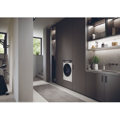 Пральна машина Haier фронтальна, 9кг, 1400, A+++, 52см, дисплей, пара, інвертор, люк чорний, прямий привід, білий (HW90-B14979TU