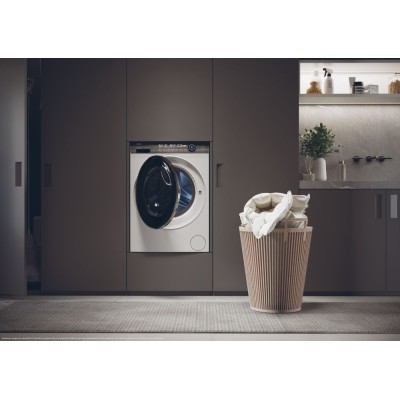 Пральна машина Haier фронтальна, 9кг, 1400, A+++, 52см, дисплей, пара, інвертор, люк чорний, прямий привід, білий (HW90-B14979TU