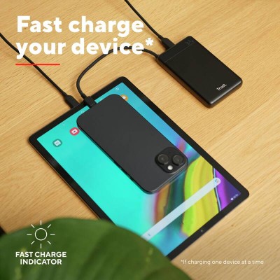 Акумулятор портативний літій-іонний power bank Trust Fiera, 10000мА·год, 2хUSB-C, 20W, PD/QC 3.0, чорний (25880_TRUST)