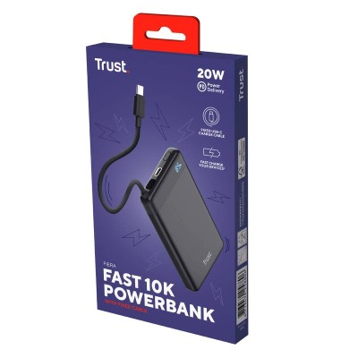 Акумулятор портативний літій-іонний power bank Trust Fiera, 10000мА·год, 2хUSB-C, 20W, PD/QC 3.0, чорний (25880_TRUST)