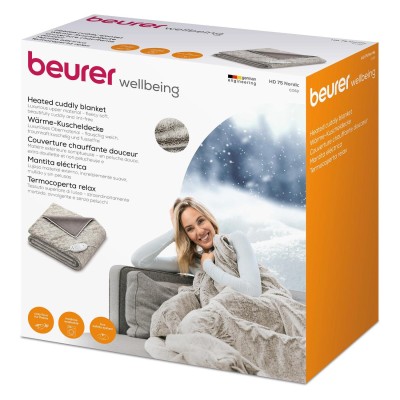 Електрогрілка Beurer традиційна форма, 180х130см, 100Вт, 6 режими, фліс, сірий (HD_75_NORDIC)