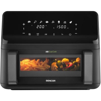 Мультипіч Sencor Dual Vita Fryer, 2700Вт, чаша-4.5+4.5л, сенсорне керув., 2 чаши, гриль, пластик, чорний (SFR9650BK)