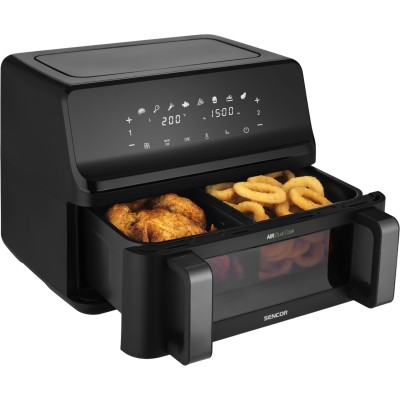 Мультипіч Sencor Dual Vita Fryer, 2700Вт, чаша-4.5+4.5л, сенсорне керув., 2 чаши, гриль, пластик, чорний (SFR9650BK)