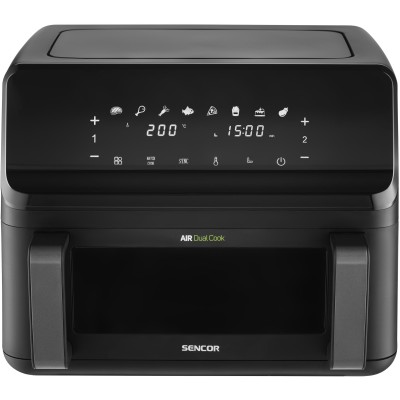 Мультипіч Sencor Dual Vita Fryer, 2700Вт, чаша-4.5+4.5л, сенсорне керув., 2 чаши, гриль, пластик, чорний (SFR9650BK)