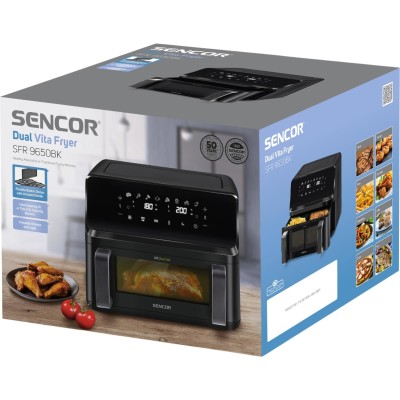 Мультипіч Sencor Dual Vita Fryer, 2700Вт, чаша-4.5+4.5л, сенсорне керув., 2 чаши, гриль, пластик, чорний (SFR9650BK)