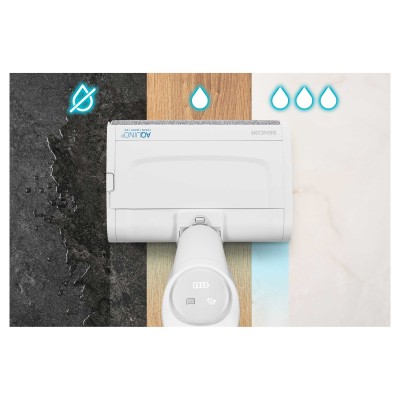 Пилосос Sencor безпровідний миючий, конт для води-0.4л, автон. робота до 40хв, вага-2.8кг, НЕРА, білий (SVW3500WH)