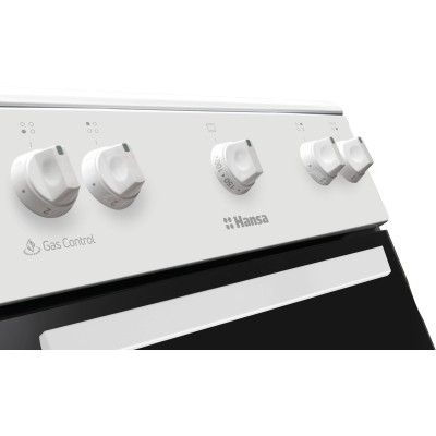 Плита Hansa газова, 70л, 50x60см, газ-контроль, електричне запалювання в ручках, білий (FCGW510009H)