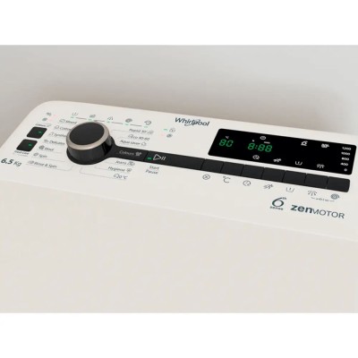 Пральна машина Whirlpool вертикальна, 6,5кг, 1200, С, 60см, дисплей, інвертор, білий (TDLRB65242BSEU/N)