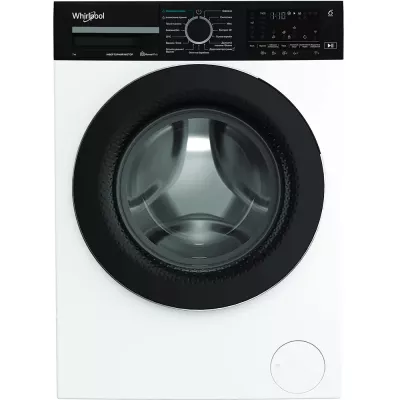 Пральна машина Whirlpool фронтальна, 7кг, 1400, A, 49.6см, дисплей, пара, інвертор, люк чорний, білий (WAM764WKBUA)