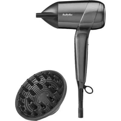 Фен Babyliss Titanium Shine, 1600Вт, 3 режими, іонізація, хол. обдув, 2 насадки, темно-сірий (D6200DE)