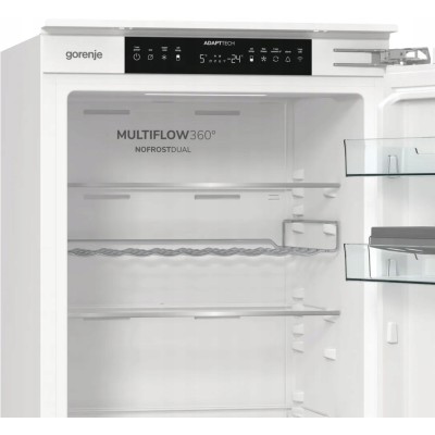Холодильник Gorenje вбудований з нижн. мороз., 177x69x55см, 2 двері,252(76)л, А+, NF+, Зона св-ті, Диспл, Wi-Fi, Біли (NRKI517E6