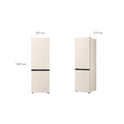 Холодильник LG з нижн. мороз., 186x60х68, холод.відд.-220л, мороз.відд.-113л, 2дв., E, NF, інв., диспл внутр., зона св-ті, бежев