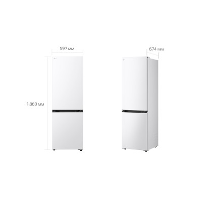 Холодильник LG з нижн. мороз., 186x60х68, холод.відд.-220л, мороз.відд.-113л, 2дв., E, NF, інв., диспл внутр., зона св-ті, білий