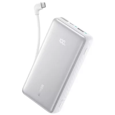 зовн. акум. ANKER - 20000 mAh 22.5W Built-In USB-C Cable (Білий)