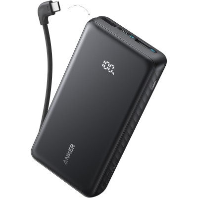 зовн. акум. ANKER - 20000 mAh 22.5W Built-In USB-C Cable (Чорний)