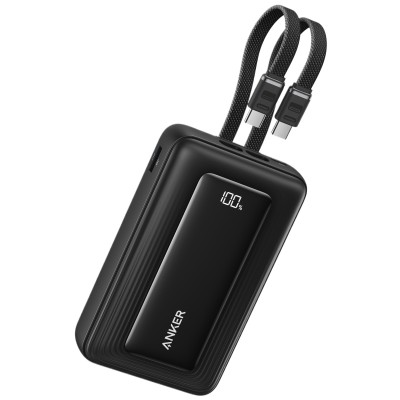 зовн. акум. ANKER - 20000 mAh 45W Built-In Dual USB-C Cables (Чорний)