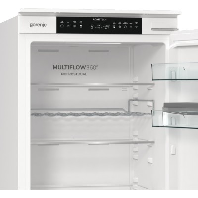 Холодильник Gorenje вбудований з нижн. мороз., 177x69x55см, 2 двері,252(76)л, А+, NF+, Зона св-ті, Диспл, Wi-Fi, Біли (NRKI517E6