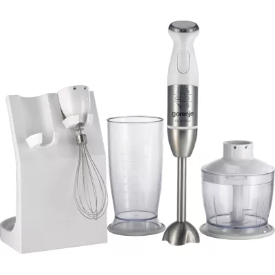 Блендер Gorenje заглибний 800Вт, 5в1, чаша-500мл, подрібнювач, білий (HBC806QW)