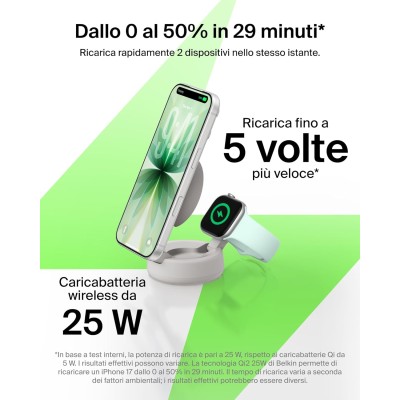 Зарядний пристрій бездротовий Belkin UltraCharge Pro 2в1 Convertible Magnetic Charging Dock 25Вт, Sand