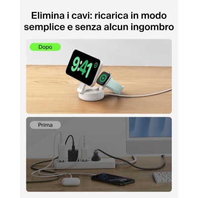 Зарядний пристрій бездротовий Belkin UltraCharge Pro 2в1 Convertible Magnetic Charging Dock 25Вт, Sand