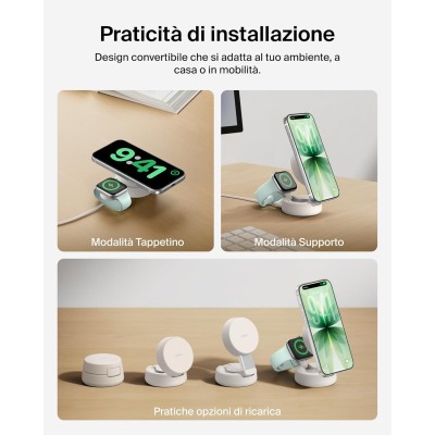 Зарядний пристрій бездротовий Belkin UltraCharge Pro 2в1 Convertible Magnetic Charging Dock 25Вт, Sand
