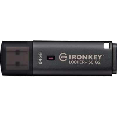 Накопичувач Kingston 64GB USB 3.2 Type-A Gen1 IronKey Locker+ 50 G2