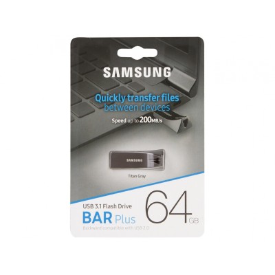 Накопичувач Samsung 64GB USB 3.1 Type-A Bar Plus Сірий