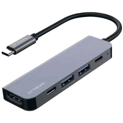 Type-C-Хаб Proove Arc Link 5 in 1 (2*Type-C + 2*USB3.0 + HDMI) silver