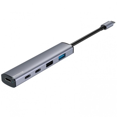 Type-C-Хаб Proove Arc Link 5 in 1 (2*USB + 3*Type-C) silver