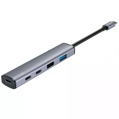 Type-C-Хаб Proove Arc Link 5 in 1 (2*USB + 3*Type-C) silver