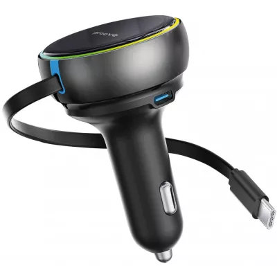 АЗП Proove Hammer 81W (Type-C + USB) + Retractable Type-C Cable black