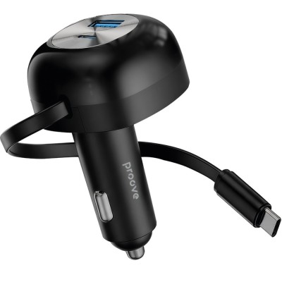 АЗП Proove Pulsar 65W (Type-C + USB) + Retractable Type-C Cable black