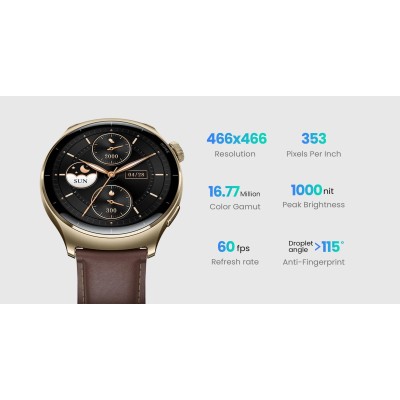 Смарт-годинник Mibro Lite 3 Pro 45мм, 1.32", 466x466, AMOLED, BT 5.3, GPS, 5 ATM, рожево-золотий